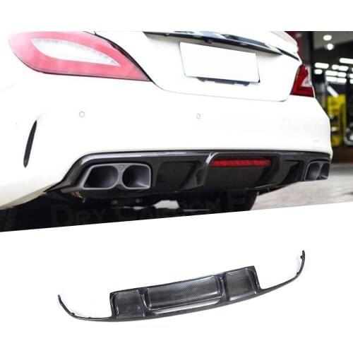 Carbon Fiber Rear Lip Diffuser For Benz CLS Class W218 CLS300 CLS350 AMG Sport 2011-2014 FRP Car Fins Shark Style Bumper Plate