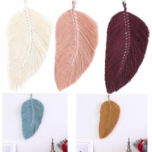 Handmade Tassels Macrame Leaves Tapestry Nordic Style Wall Hanging Toys Kids Room Decor Bohemian Living Room Bedroom Decoration