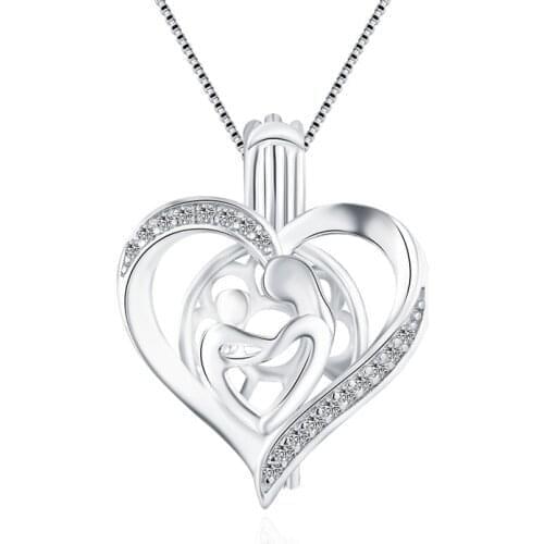 CLUCI Silver 925 Heart Shaped Pearl Locket for Women Necklace Making 925 Sterling Silver Pendant Mothers Day Gift SC350SB