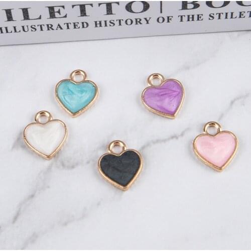 10 Pcs New Earrings Jewelry Finding DIY Accessories Cartoon Lovely Heart Simple Pendant Earrings Material Enamel Charm 10*12mm