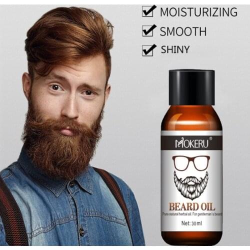 1PC 30ml Mokeru 100% Natural Organic Beard Growth Oil For Men Beard Grooming Treatment Shiny Smoothing Beard Care