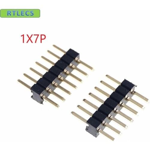100 pcs 1x7 P 7 Pin 1.27 mm PCB Male Header Single row Straight PCB Through Hole Pin Headers Rohs Lead Free