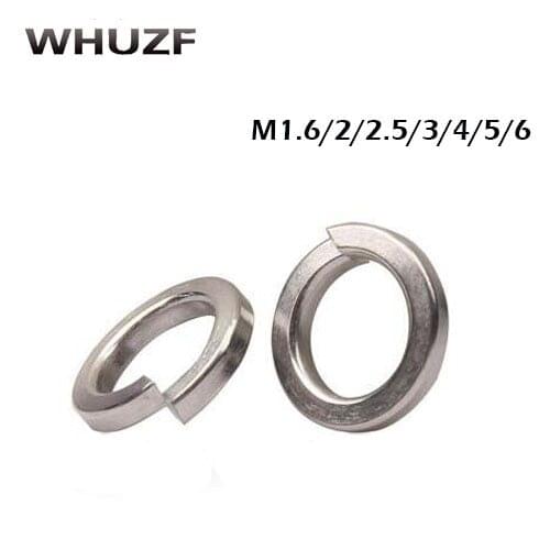 100pcs GB93 M1.6 M2 M2.5 M3 M4 M5 M6 M8 M10 M12 M14 M16 M18 M20 M22 304 Stainless Steel Spring Washer Split Lock Washers