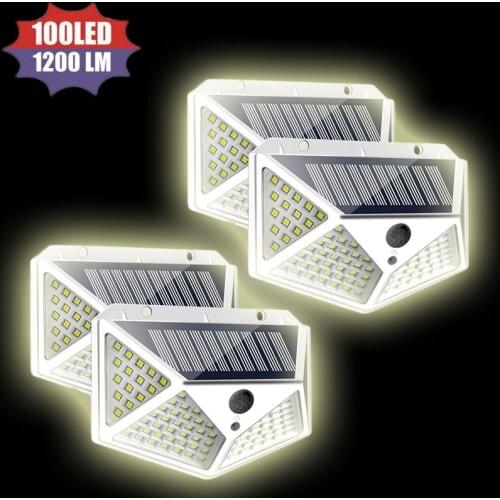 100 LED Solar Light Outdoor Waterproof Solar Charging With Motion Sensor For Garden Decoration Energy-saving Four-sided Lamp