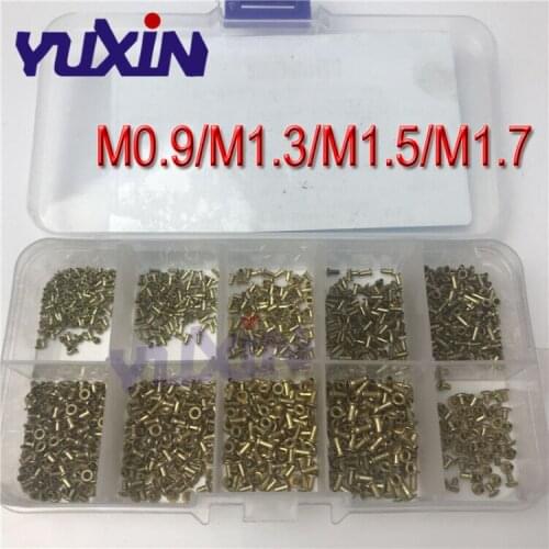 1000Pcs GB876 M0.9 M1.3 M1.5 M1.7 Mix Set Tubular Rivets Double-sided Circuit Board PCB Nails Copper Hollow Rivet Nuts Kit