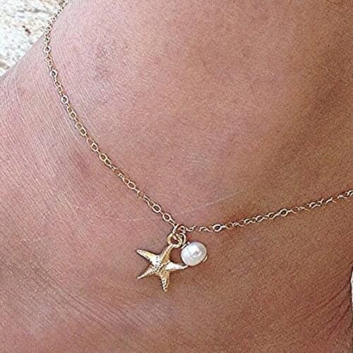 12pcs/lot Speed sell new anklets sea pearl anklets gold simple foot chain accessories wholesale