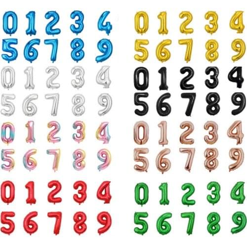 16/32/40 inch number balloons Big Rose Gold Silver Figure Foil Balloon Wedding Birthday Party Decoration Balloons