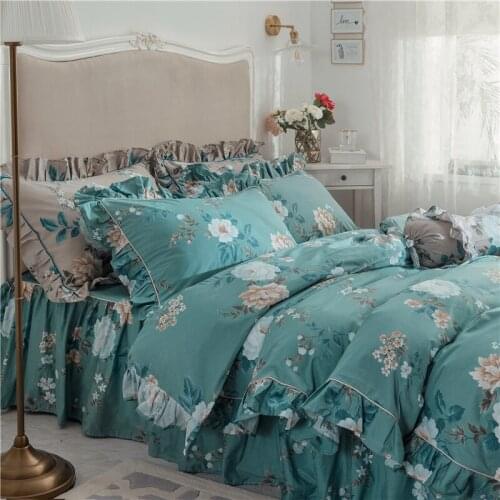 2/4pcs bedding set twin queen king size bed linens reactive printing duvet cover set pastoral style home bed set bed skirt
