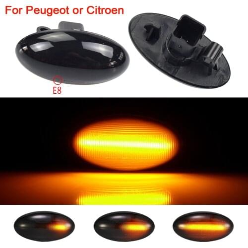 2pcs For Peugeot 307 206 407 107 607 1007 Citroen C1 C2 C3 C4 C5 Led Dynamic Turn Signal Light