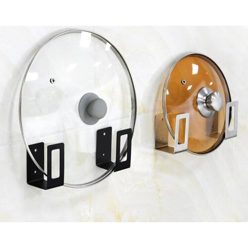 2Pcs Stainless Steel Cutting Board Wall Hanging Non-Punching Shelf Pot Lid Holder Storage Rack Organizer Kitchen