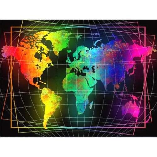 5d Diy Embroidery Mosaic Craft World Map Full Diamond Painting Kits Crystal Picture Wall Paper Rhinestone Drawing Christmas Gift