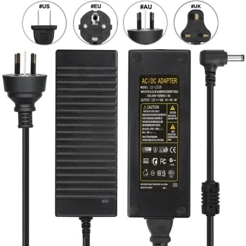 AC 220V To DC 12V CCTV Power Adapter Supply 12V 10A Power Adapter Converter Charger Transformer For 5050 WS2811 LED Strip Light