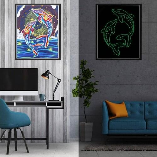 DIY Diamond Embroidery Luminous Special Shaped Diamond Painting Mosaic Kit Fluorescence Diamond Home Decoration Art Craft Gift