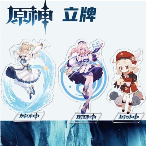 Anime Genshin Impact Acrylic Stand Figure Venti Klee Zhongli Creativity Desktop Standing Plate Decoration Model Toy Gifts