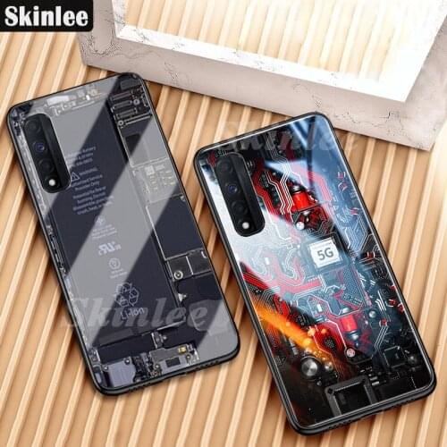 Skinlee For Realme Narzo 30 5G Case Explorer Painted Tempered Glass Cover Funda For Realme 7 4G Phone Case