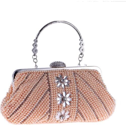 Designer Vintage Evening bags for Women Classical Mini Totes Shell Shaped Luxury Handbags Lady Floral Pearl Bag