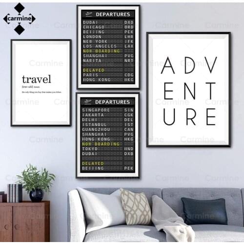 Travel Letters Poster and Print Board Destination Board Canvas Painting Airport Board Quotes Picture Honeymoon Travel Decoration