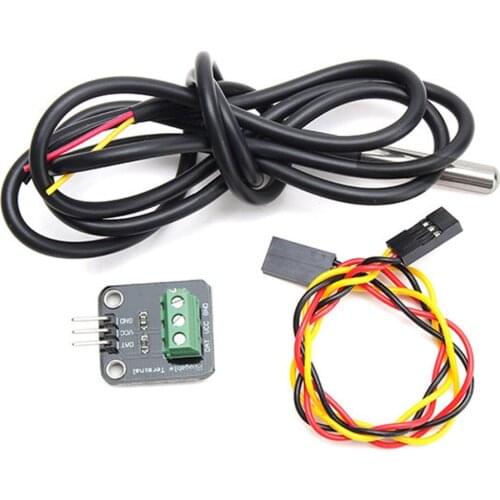 DS18B20 Temperature Sensor Module Kit Waterproof 100CM Digital Sensor Cable Stainless Steel Probe Terminal Adapter For Arduino