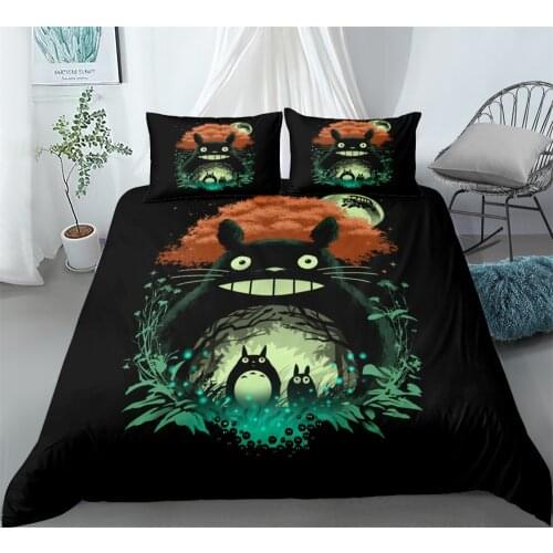 Cute Totoro Bedding Set 2/3pcs Anime My Neighbour Totoro Duvet Cover Twin Full Queen King Size Home TextilesPillowcase