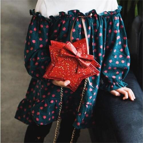Star Shape Coin Purse Handbag Children Wallet Girl Small Messenger Bag Kid Money Bag Cute Bow Shoulder Bag Purse