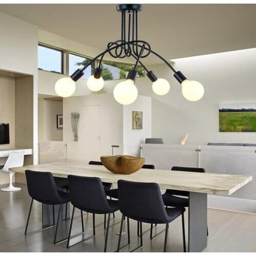 Modern Led Ceiling Lights Fixture E27 3/5 Heads Home Light Ceiling Lamp Living Room Black Color Lampen Lustre Abajur Luminaria