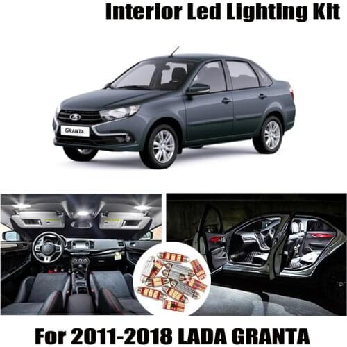 10 Bulbs White Canbus Error Free LED Interior Reading Dome Map Light Kit For 2011-2018 LADA GRANTA Trunk License Plate Lamp