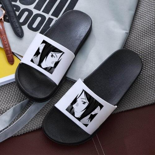 Japanese manga print summer open-toe slippers Beach Slides Home Slippers Slip on Sandals Female Shoes Flip Flops