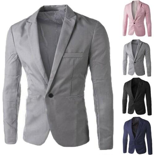 Men designer brand blazers Stylish Business Casual Blazer Jacket Long Sleeve Lapel One Button Pocket Blazer Slim-Fit Suit Coat