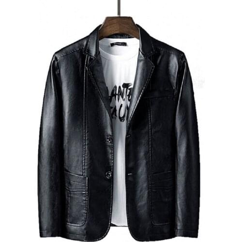 2020 Men Blazer and Jackets Slim Fit PU Leather Jacket Fashion 5XL/6XL Party/Wedding/Business Blazer Leather Jacket Male Outwear