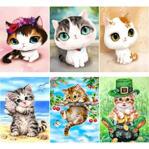 Nabi 5D DIY Diamond Cat Arrangement cats Vase Cross Stitch Diamond Embroidery Mosaic Diamond Home Decor round dianmond