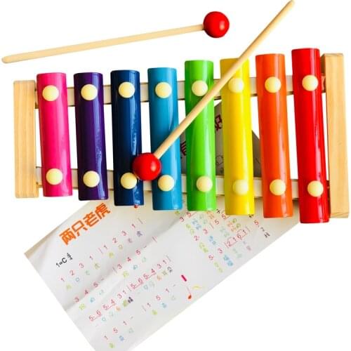 2021 New Eight-tone Wooden Xylophone Montessori Toys Fun Musical Educational Musical Instruments Toys for Children and Babies