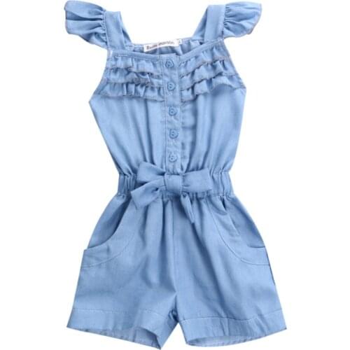 2017 new summer baby girl romper demin sleeveless one pieces Jumpsuit clothing