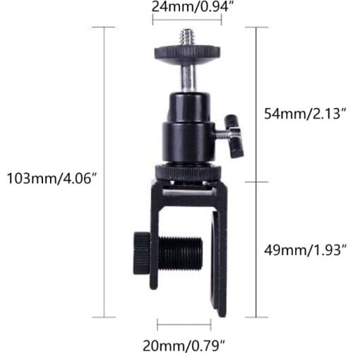 Camera Tripod Ball Head Flash Light Bracket Holder Mount 1/4" Adapter with Hot Shoe Bayonet & Lock & U-Clamp for Laptop
