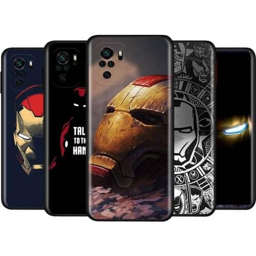 Marvel Iron Man Mech Silicone Cover For Xiaomi Redmi Note10 10S 9T 9S 9 8T 8 7 6 5A 5 4 4X Prime Pro Max Black Phone Case