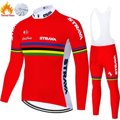 Strava Winter Thermal Fleece Clothing Roupa Maillot Conjunto Jersey Bretele Masculino Ropa Ciclismo Hombre Cycling Equipment