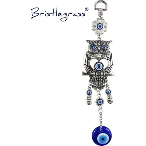 BRISTLEGRASS Turkish Blue Evil Eye Flower Owl Amulet Lucky Charm Car Wall Hanging Pendant Pendulum Blessing Protection Art Decor