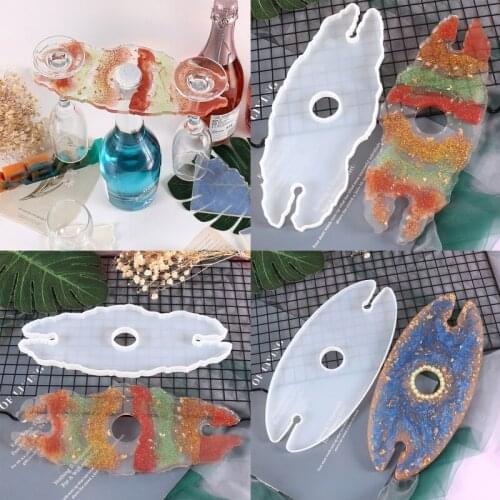 1 Pc Crystal Epoxy Red Wine Shelf Cup Pad Resin Mold Irregular Wine Rack Silicone Mould DIY Crafts Making Tools