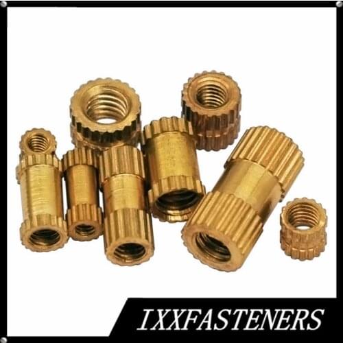10PCS M4 M5 M6 M8 Copper Inserts Brass Double Pass Injection Molding Knurled Nuts
