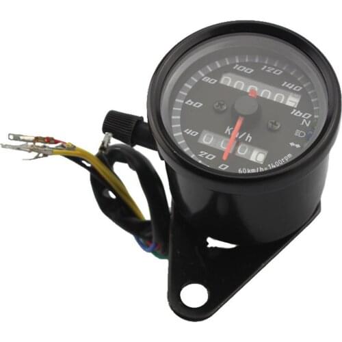 12v 0~160km/h Motorcycle Speedometer Odometer Gauge Black Motorbike Scooter Dual Speed Meter with LED Indicator