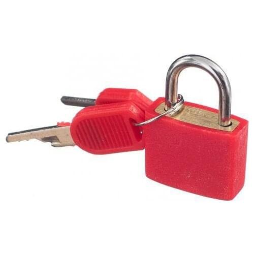 2 Small Padlock Set with Keys (2 Pairs) Luggage Suitcase Bag Mini Lock Travel Accessory Kit Solid Brass Red