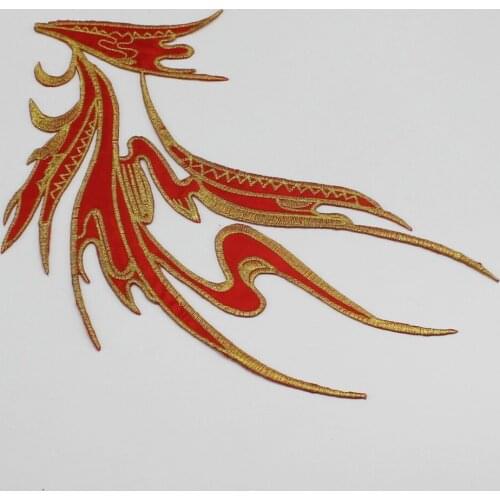 YACKALASI 5 Pairs Diy Gold Cosplay Costumes Trims Vintage Lace Appliqued Embroidered Patches Iorn On Mirror Pair 28cm*16cm