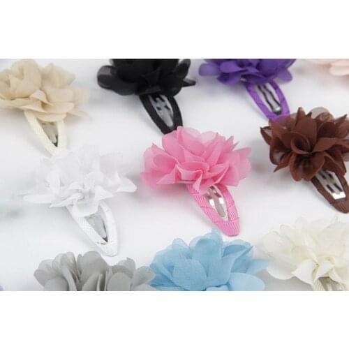 500pcs Flower Pumpkin Kids Hairpins 22 colors Chiffon Ribbon Child Headwear Gift