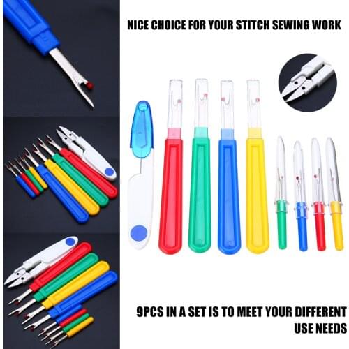9pcs/set Seam Ripper Stitch Unpicker Sewing Hand Tool With Plastic Handle Thread Cutter DIY Needles Arts Craft Sewing Tool