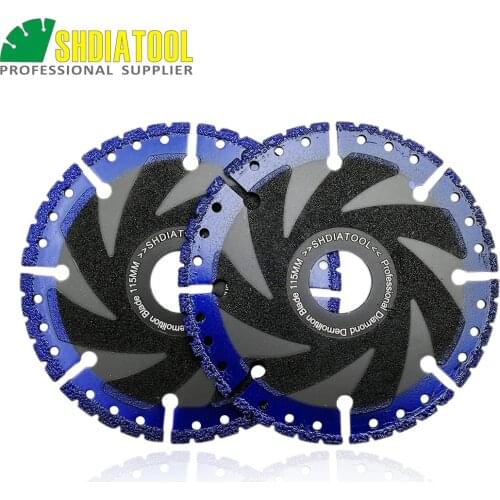 SHDIATOOL 2pcs 115mm Vacuum Brazed Diamond cutting disc for All Purpose For stone iron steel 4.5" Demolition saw Blade