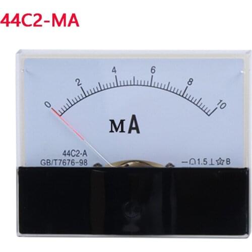 44C2 1mA 2mA 5mA 10mA 20mA 30mA 50mA 75mA 100mA 200mA 300mA 500mA DC Ammeter Analog Current Test Meter Mechanical Header Ammeter
