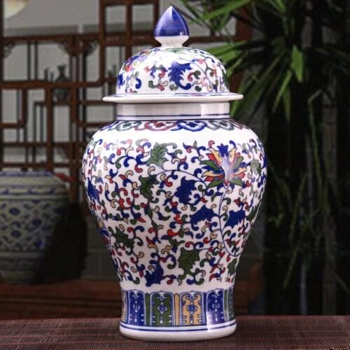 Antique Chinese Classical Qing Ceramic Big Ginger Jar Blue and White Porcelain Floor Vase For Precious Gift