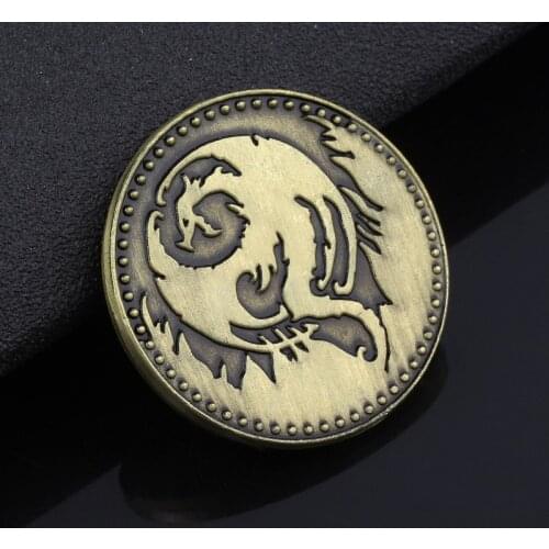 The Elder Scrolls Online Elsweyr Coin Keychain Ancient Bronze Gragon Logo Keyring With Box For Men Women Collection Accessories