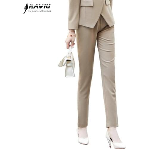 Naviu High Quality New Spring Formal Pants Women Business Autumn Waist Slim Straight Trousers