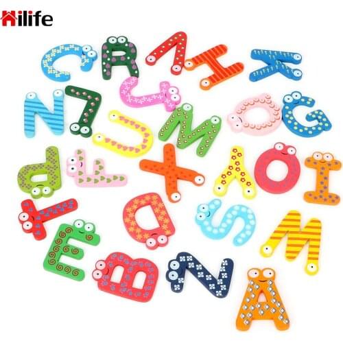 Wooden Message Board Decal 26pcs/lot 26 English Alphabet Fridge Magnet Funny Kids Students Toy Home Decor Refrigerator Sticker