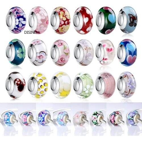 DISINIYA Wholesale Silver Luminous European Brown Murano Glass Beads Suitable for BRACELET WOMEN Beads Fashion Jewelry